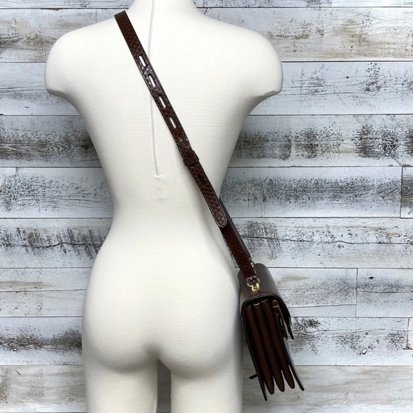 GUCCI Green Python Purse Runway Accordian Bag Interlock GG Brown 550131 Gold - Picture 5 of 15